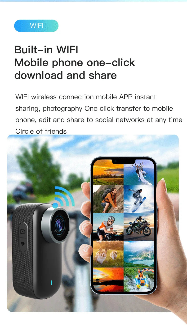 WiFi 4K Mini Thumb Camera Bodycam Action Bike Cam Motorcycle Sport Cam Body Action Sports DV Camcorder 30M Waterproof Optional