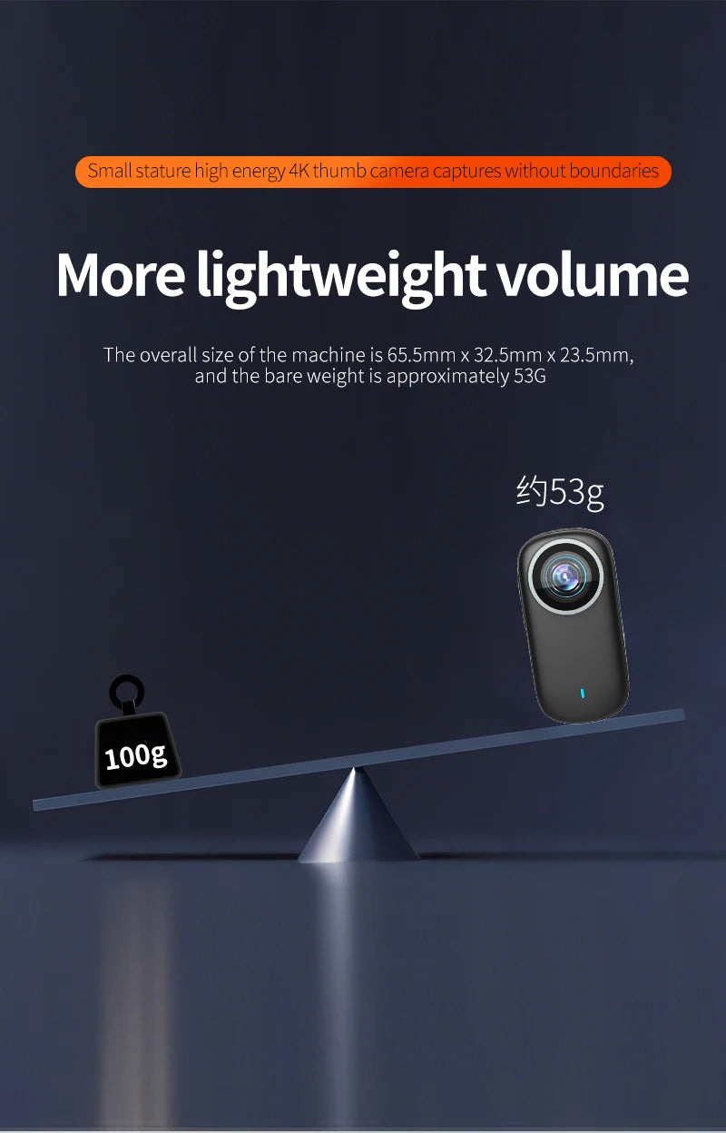 4K Thumb Camera IP68 Waterproof And Dustproof for Outdoor Cycling Outdoor Riding Camera