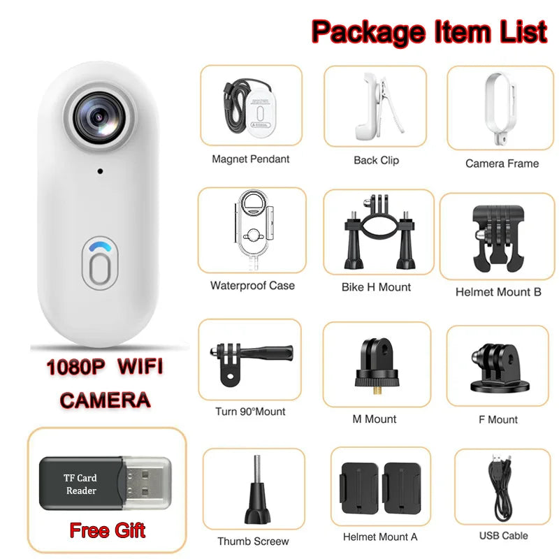 Pocket 4K Mini Camera  Magnetic Wearable Cam with Waterproof Shell WiFi Bike Motorcycle Camera Friendly for Casual Cycling Vlog