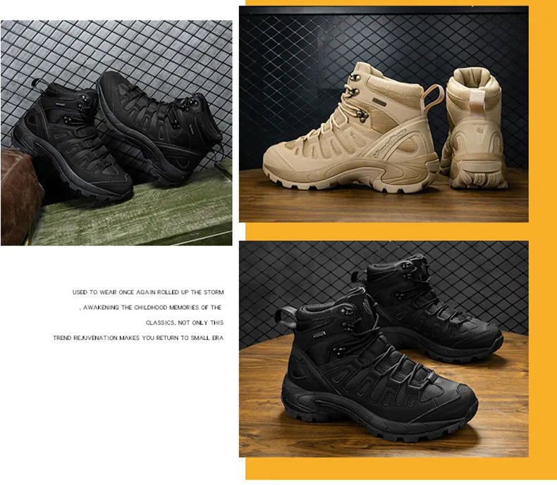 Winter Anti-slip Mens Boots Outdoor Leather Hiking Boots Breathable Men Desert Boots Comfortable Ankle Boots Men Work Shoes