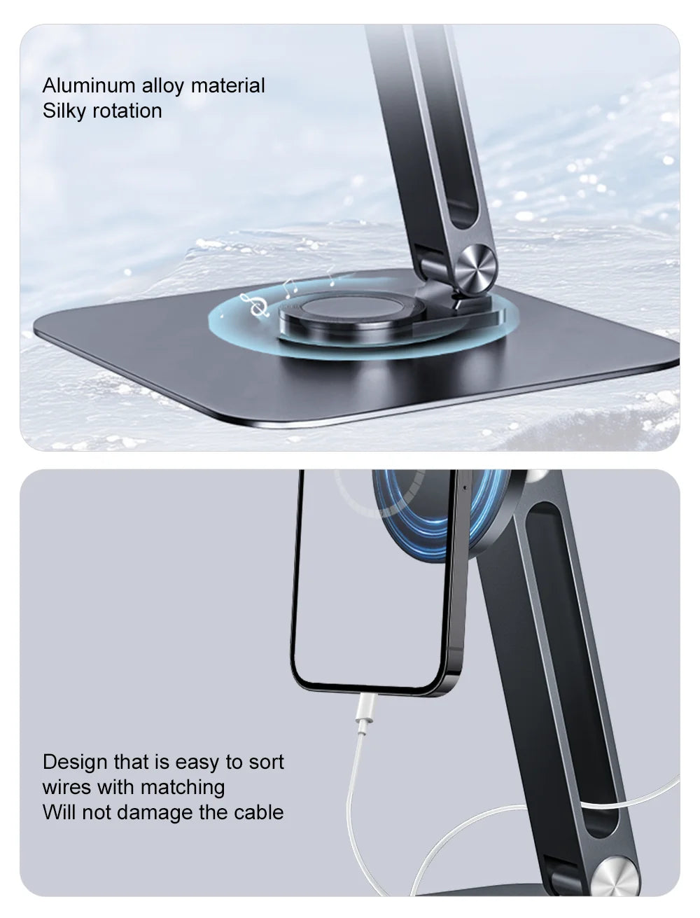 360° Stand for Portable Monitor Magnetic Bracket Aluminum Alloy Desktop Holder 3KG Load Capacity Ultra Stable for Phone Tablet