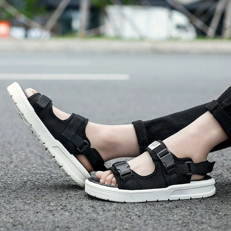 2024 Summer Men's Sandals Comfortable and Lightweight Hook Loop Men Roman Shoes Outdoor Non-Slip Beach Sandals Flip Flop Sandals