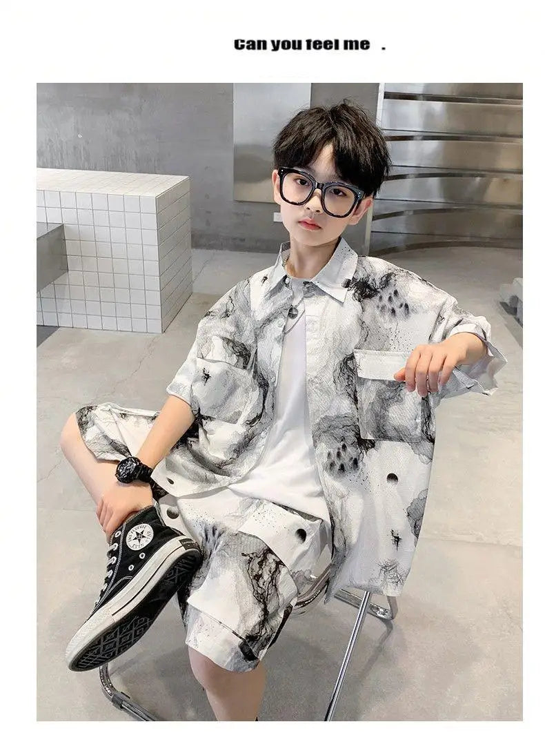 Kids Clothes Set Boys High Quality Fashion New 2023 Cool Boy Sets Spring & Autumn Linen Sets Three Quarter Jackets