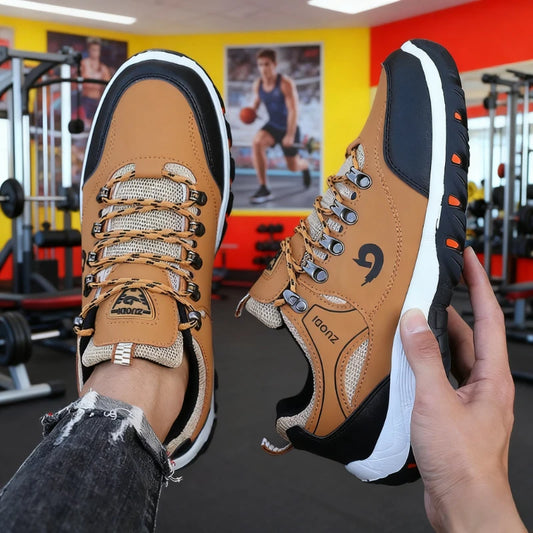 Waterproof Men's Leather Hiking Shoes Camping Running Jogging Shoes Breathable Athletic Trainer Masculino Zapatillas De Deporte