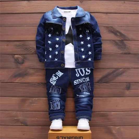 Fashion Spring Autumn Toddler Boys Sports Suits Children Casual Clothes Sets Denim Clothing for Kids Boys Clothes