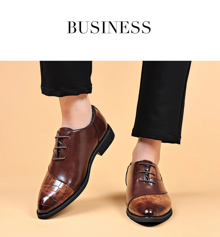 Designer Men's Dress Shoes Luxury Retro Oxford Shoes for Men Pointed Toe Lace-up Business Flats Brogue Wedding Party Shoes Male