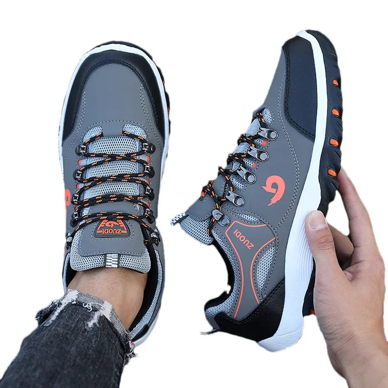 Waterproof Men's Leather Hiking Shoes Camping Running Jogging Shoes Breathable Athletic Trainer Masculino Zapatillas De Deporte