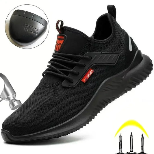 Flying woven shoes men's steel toe cap work safety shoes men's boot camouflage work shoes