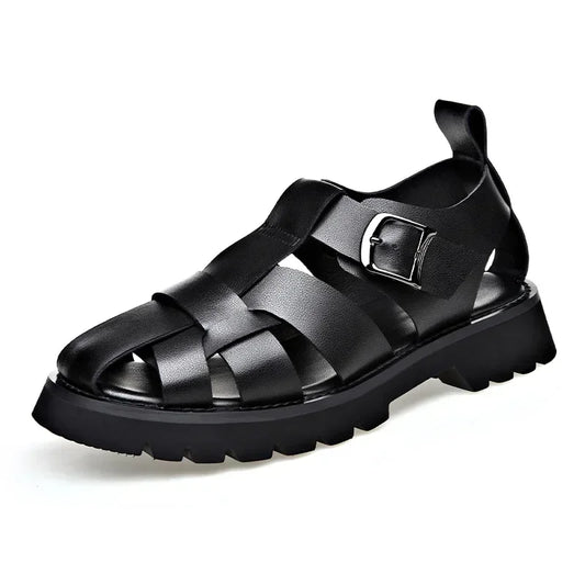 Men Sandals Cow Leather Roman Sandals for Men Summer Designer Platform Shoes Male Fashion Casual Black Sandals Man