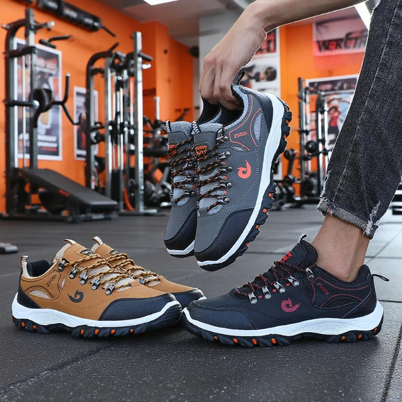 Waterproof Men's Leather Hiking Shoes Camping Running Jogging Shoes Breathable Athletic Trainer Masculino Zapatillas De Deporte