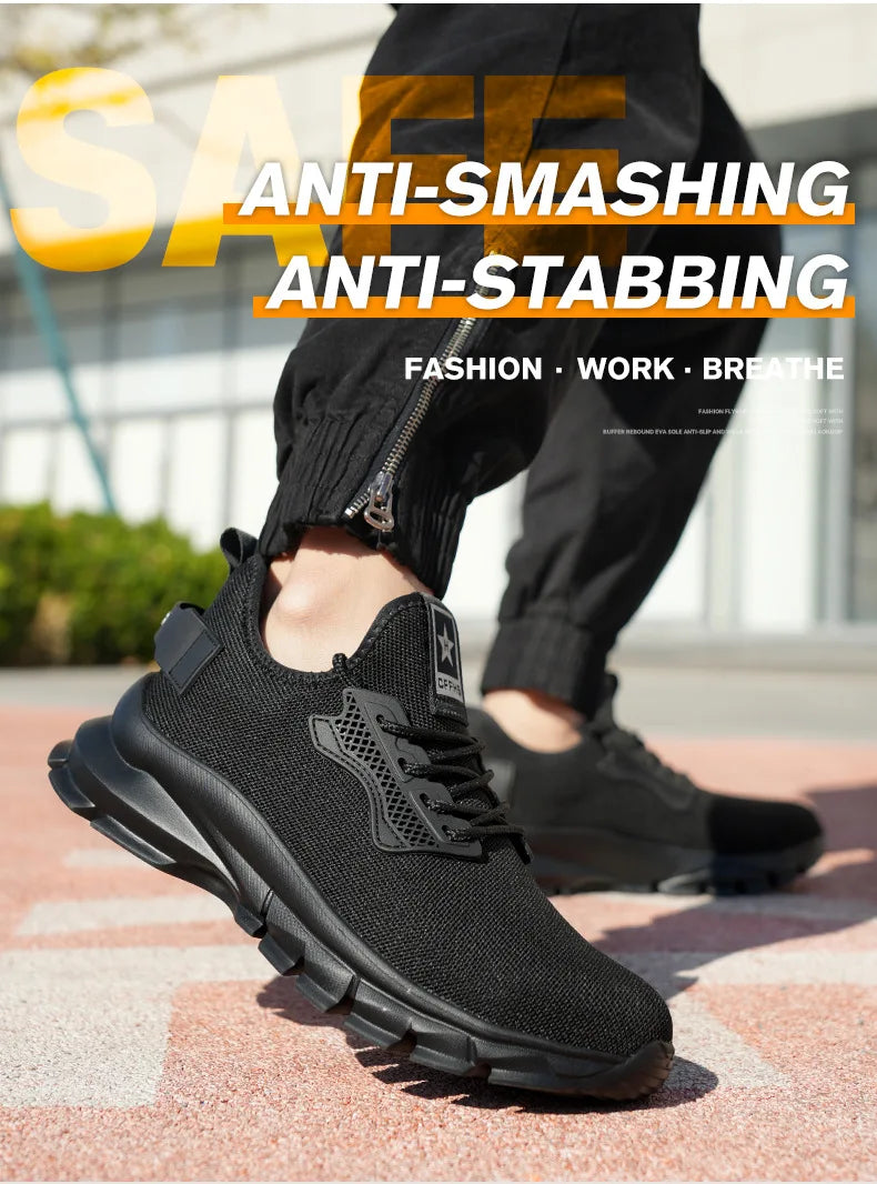 2025 Lightweight Men Safety Shoes Steel Toe Cap work Sneakers Men Protective Shoes Anti-smash Anti-puncture Indestructible Shoes