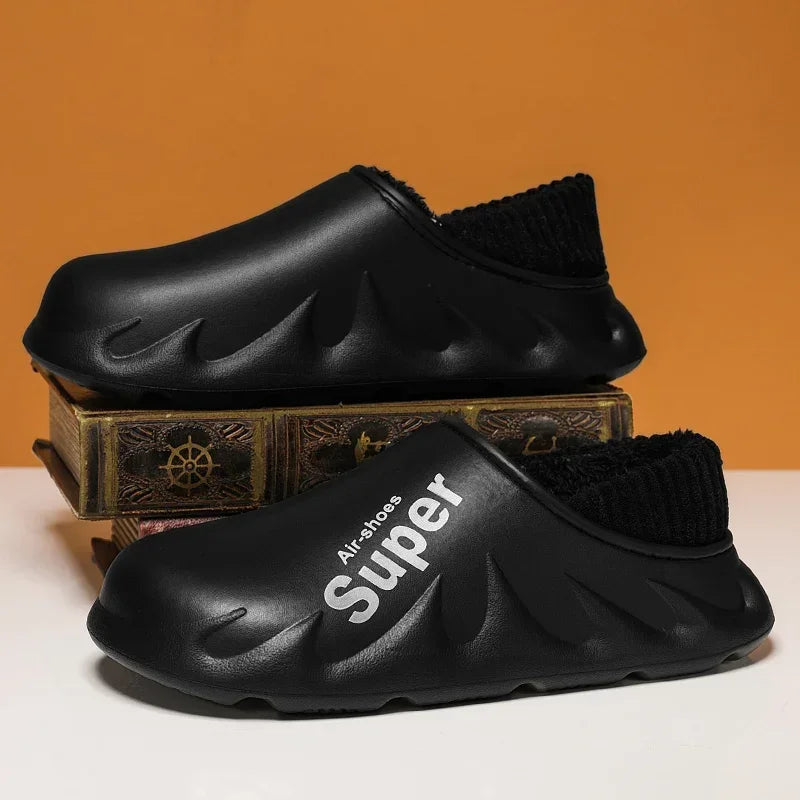 2024Winter Men Indoor Warm Slippers Plush Waterproof Anti Slip Cotton Shoes for  Women Slip-on Casual Snow Walking Loafers