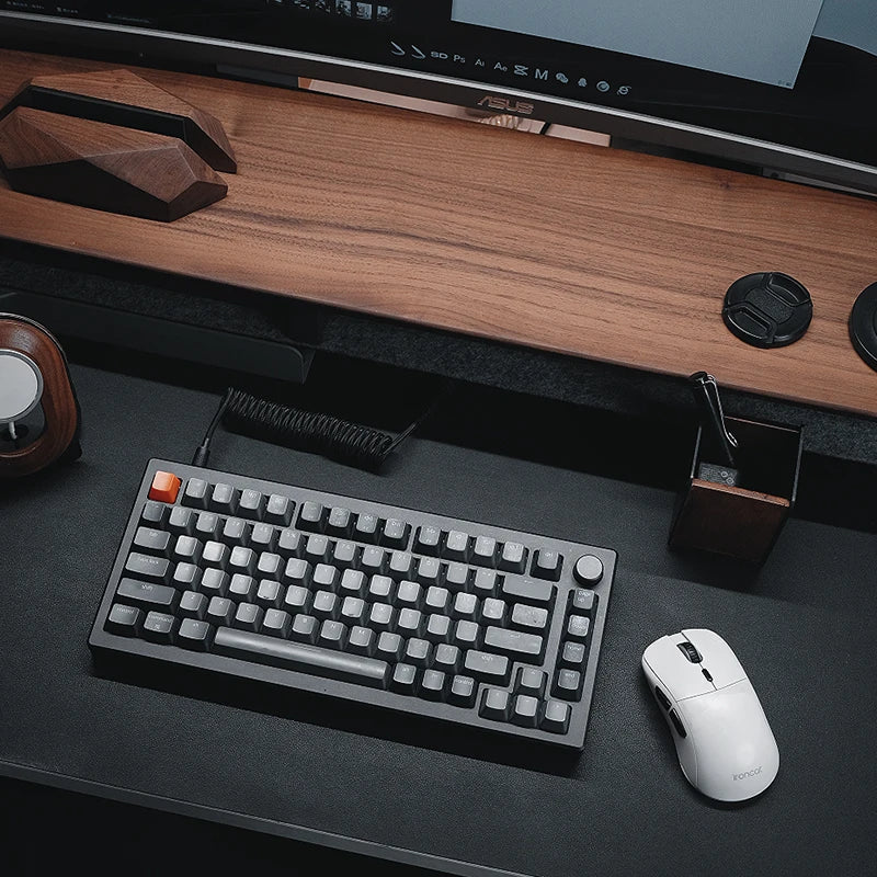 Walnut Wood Computer Riser with Drawers Desktop Storage Rack Double-Layer Monitor Stand Modern Office Space Saving Organizer