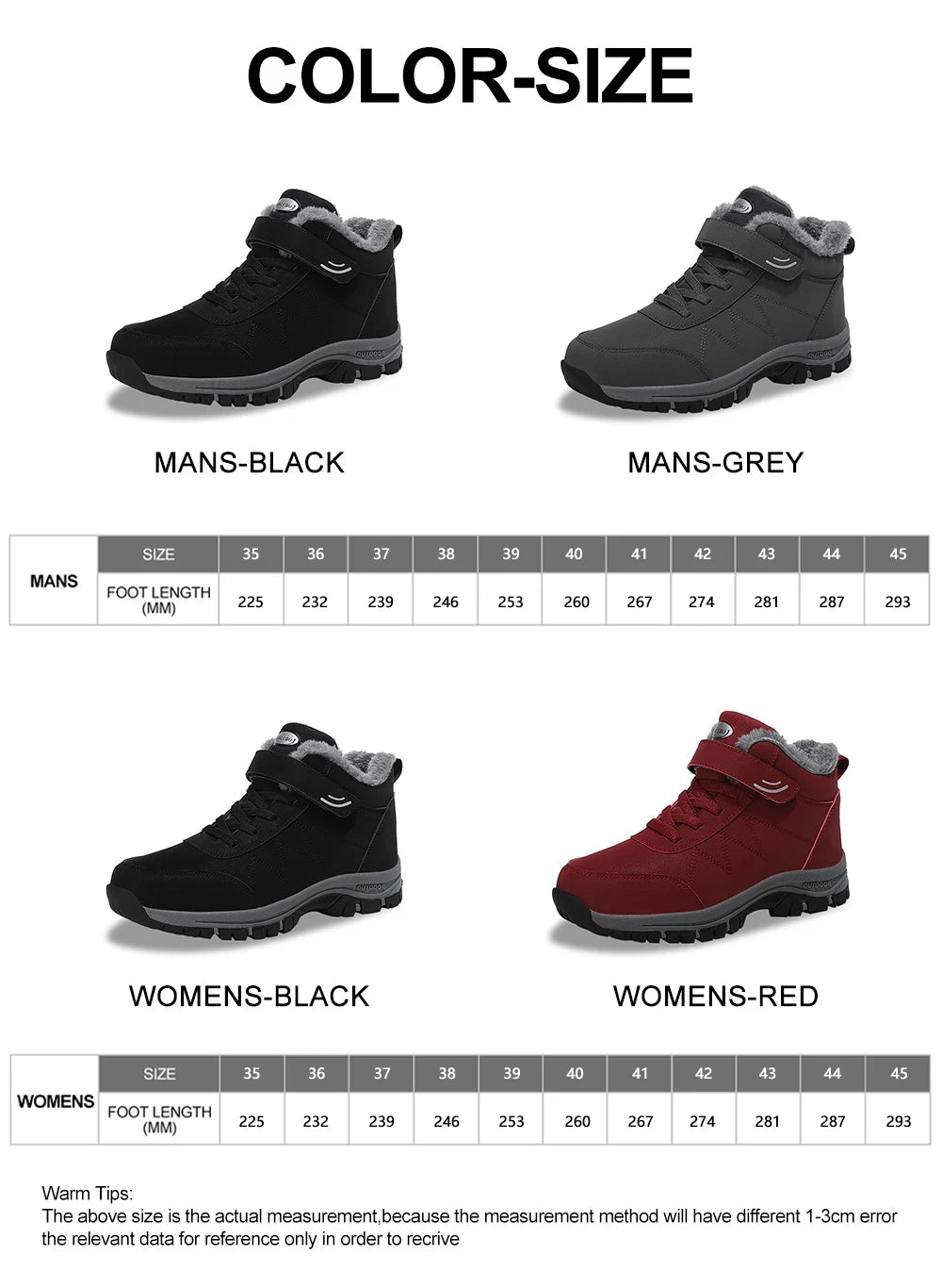 2023 Waterproof Boots Men's Women Slip On Winter Shoes For Men  Ankle Boots Winter Boots Male Snow Botines Hiking Boots Feminina