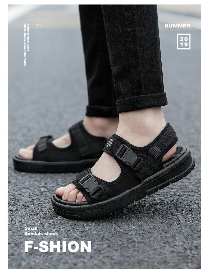 2024 Summer Men's Sandals Comfortable and Lightweight Hook Loop Men Roman Shoes Outdoor Non-Slip Beach Sandals Flip Flop Sandals