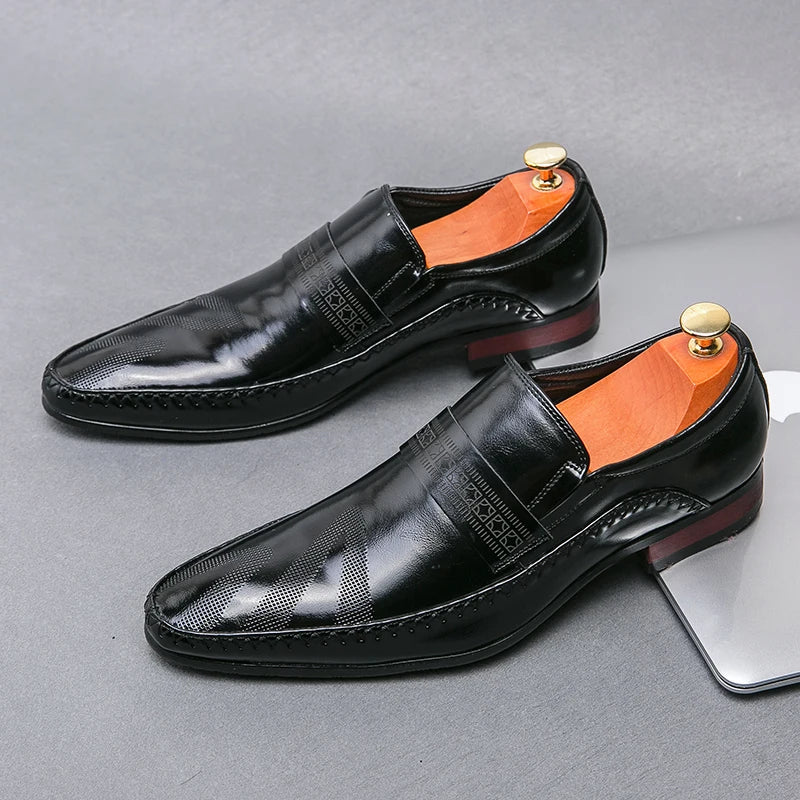 Retro Brown Leather Shoes Men Loafers Comfortable Flat Men's Dress Shoes High Quality Lightweight Business Formal Shoes For Men