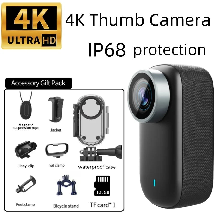 4K Thumb Camera IP68 Waterproof And Dustproof for Outdoor Cycling Outdoor Riding Camera