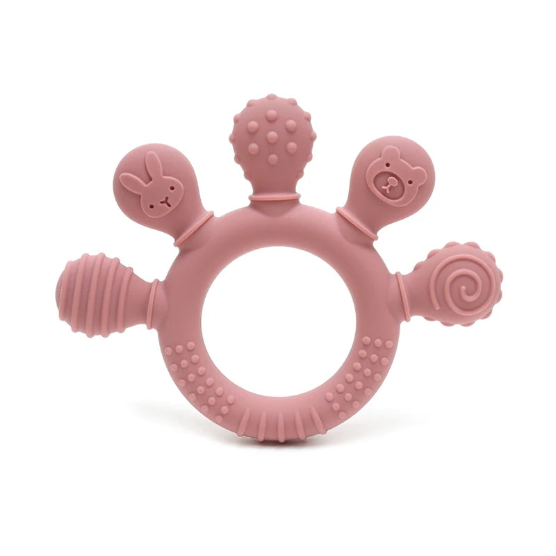 BPA Free Baby Silicone Teethers Sensory Toy Easy to Grasp Infant Teething Toys Food Grade Chewable Toys for Babies Newborn Gifts