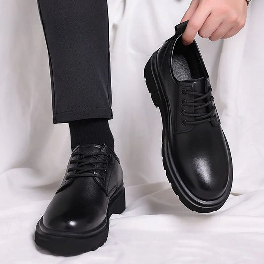 Leather Casual Round Toe Social Shoe Male Black Men's Formal Shoes Business Cheap Clearance Liquidation Clothing 2025 Trend 39