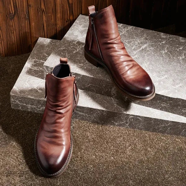 2022 Boots for Men Comfortable Retro Ankle Boots Non-Slip Leather Men's Shoes Cowboy Boots Mens Shoes Sneakers
