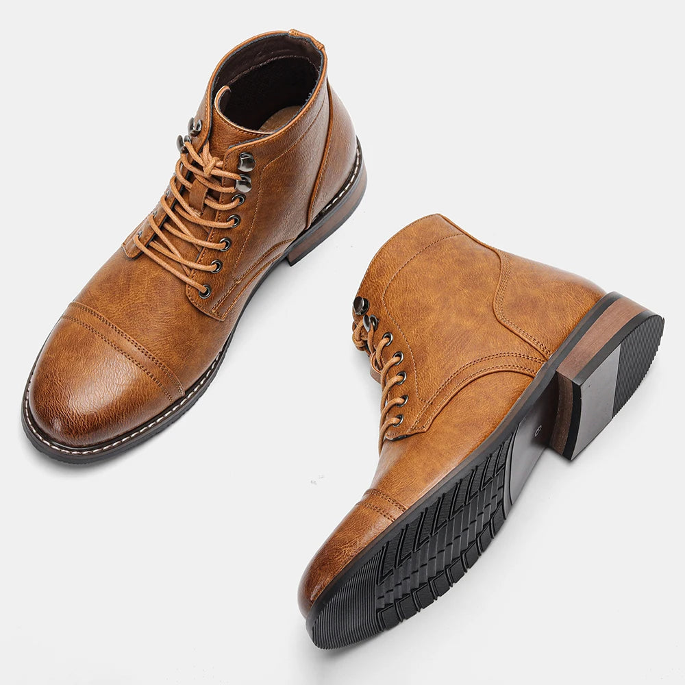 Comfortable Spring Leather Ankle Boots for Men 2025 fashion Men Boots