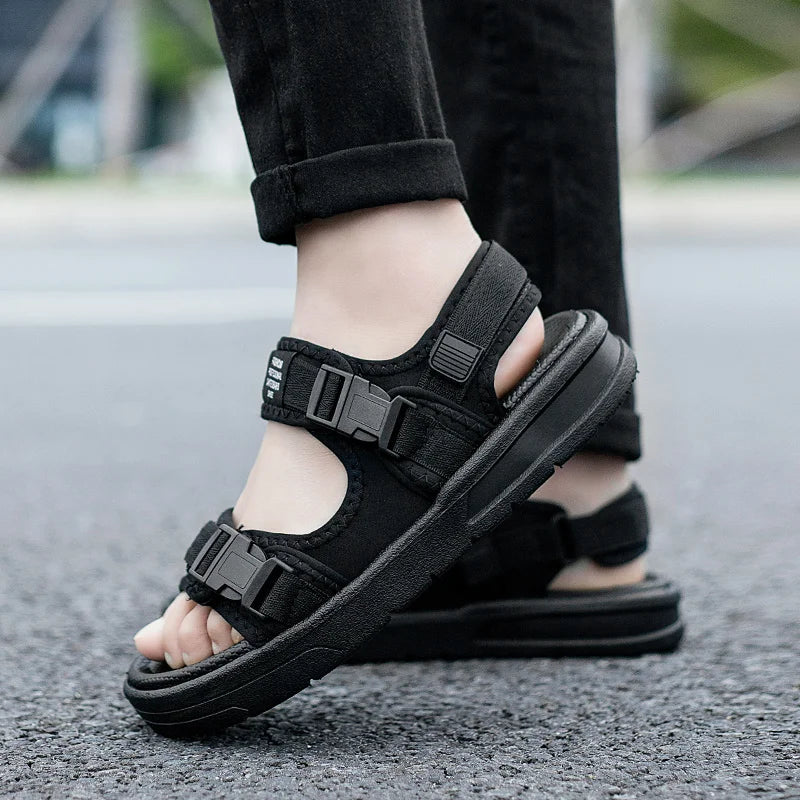 2024 Summer Men's Sandals Comfortable and Lightweight Hook Loop Men Roman Shoes Outdoor Non-Slip Beach Sandals Flip Flop Sandals