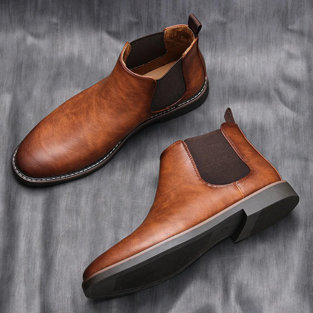 2025 New Luxury Men's Chelsea Boots High Quality Retro Men Work Boots comfortable Business Leather Shoes Brand Men's Ankle Botas
