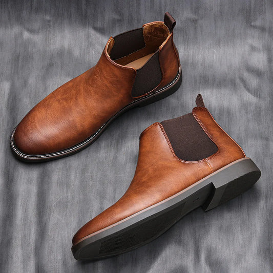2025 New Luxury Men's Chelsea Boots High Quality Retro Men Work Boots comfortable Business Leather Shoes Brand Men's Ankle Botas