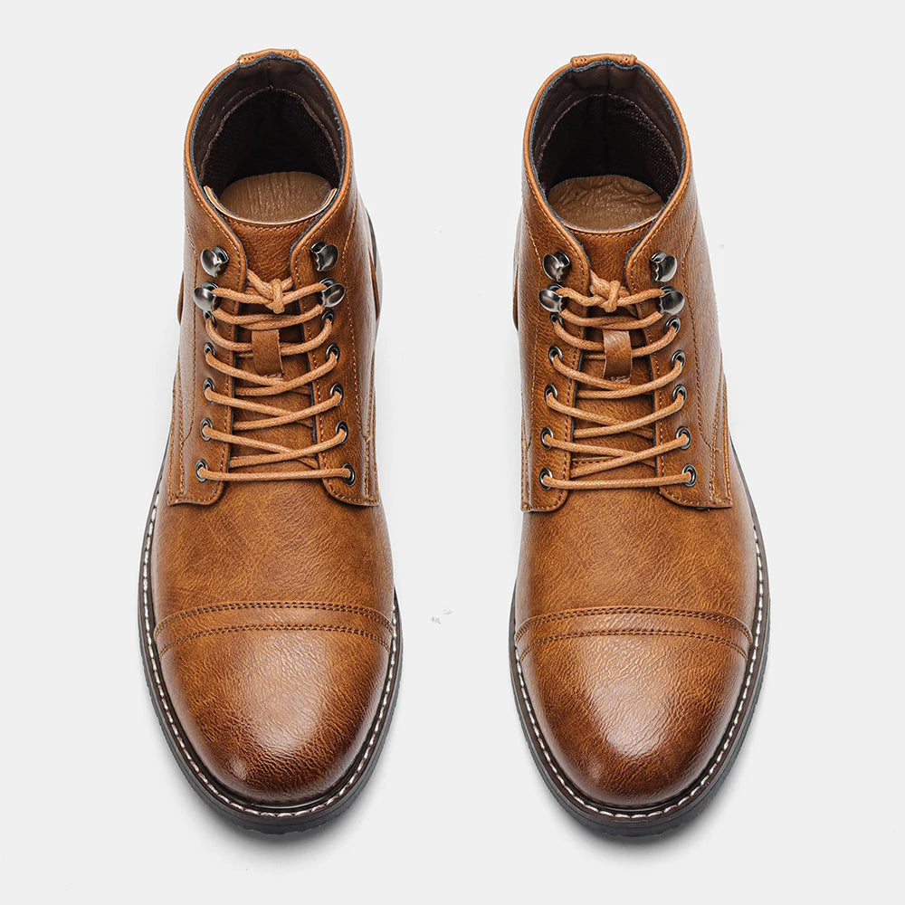 Comfortable Spring Leather Ankle Boots for Men 2025 fashion Men Boots