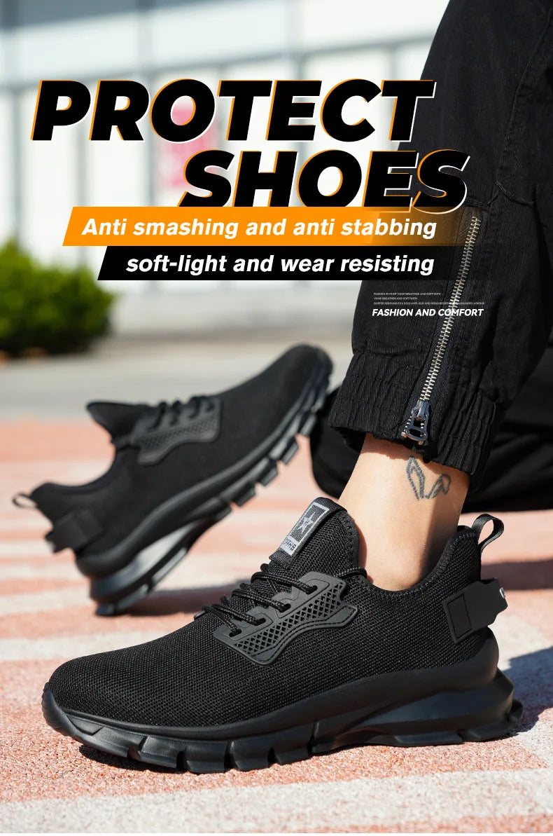 2025 Lightweight Men Safety Shoes Steel Toe Cap work Sneakers Men Protective Shoes Anti-smash Anti-puncture Indestructible Shoes