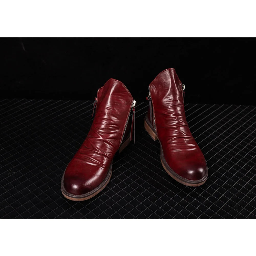 2022 Boots for Men Comfortable Retro Ankle Boots Non-Slip Leather Men's Shoes Cowboy Boots Mens Shoes Sneakers