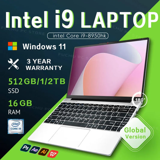 14.1” Laptop Windows 11 Intel Core i9-8950hk 16GB RAM 1/2TB M.2 SSD Laptops 4K HD Gaming laptop