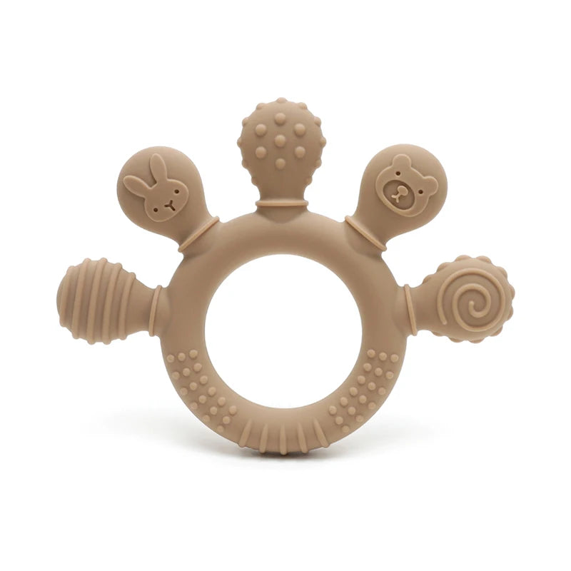 BPA Free Baby Silicone Teethers Sensory Toy Easy to Grasp Infant Teething Toys Food Grade Chewable Toys for Babies Newborn Gifts