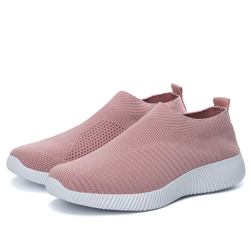 [Lightweight Slip-On Sneakers] Lightweight Women's Slip-On Sneakers - Solid Color Fabric Upper, Round Toe, MD Sole, Low Top - All-Season Casual Shoes for Running, Fitness, Dance, Walking, Travel