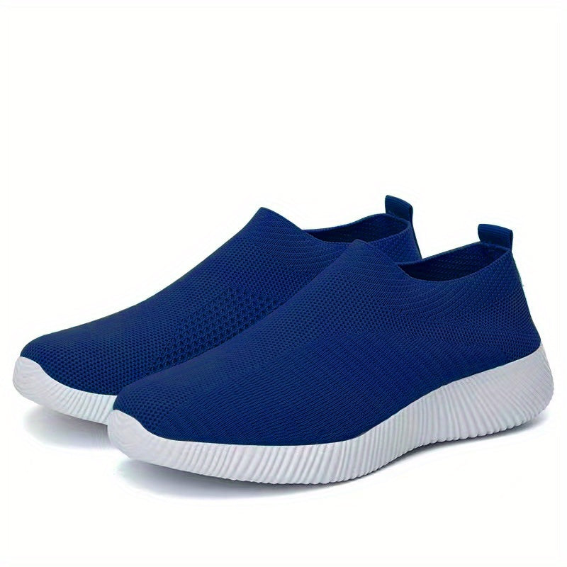 [Lightweight Slip-On Sneakers] Lightweight Women's Slip-On Sneakers - Solid Color Fabric Upper, Round Toe, MD Sole, Low Top - All-Season Casual Shoes for Running, Fitness, Dance, Walking, Travel