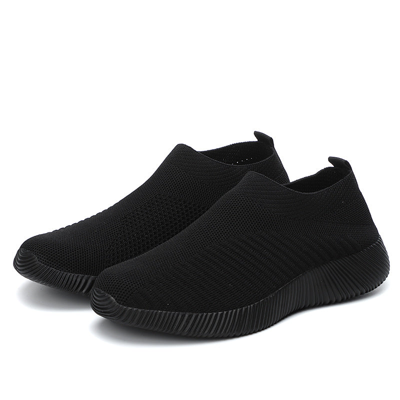 [Lightweight Slip-On Sneakers] Lightweight Women's Slip-On Sneakers - Solid Color Fabric Upper, Round Toe, MD Sole, Low Top - All-Season Casual Shoes for Running, Fitness, Dance, Walking, Travel